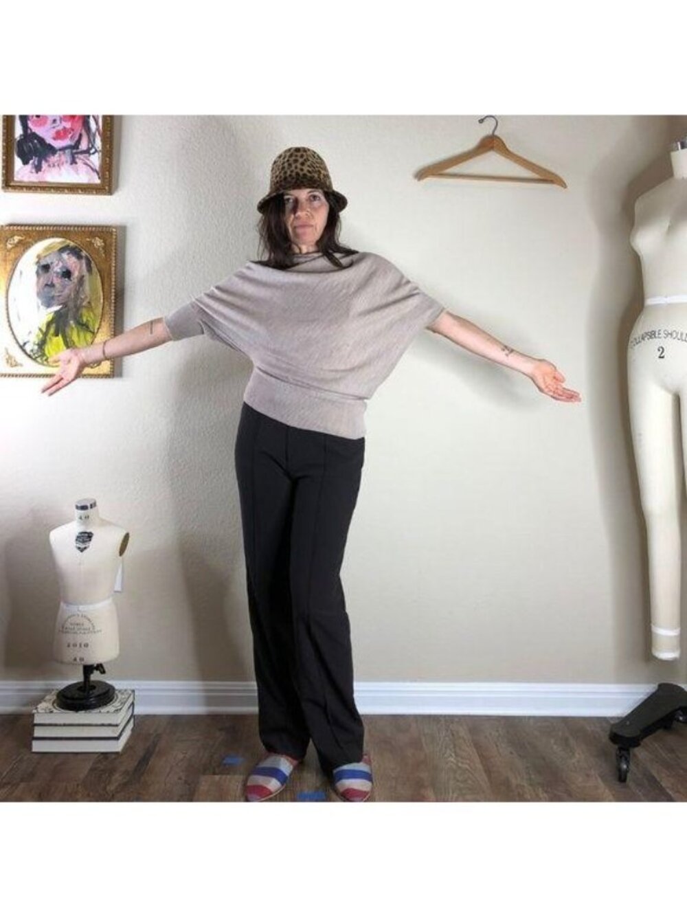 Anthro Asymmetrical Sweater Top Moth Knit Cowl Tan
